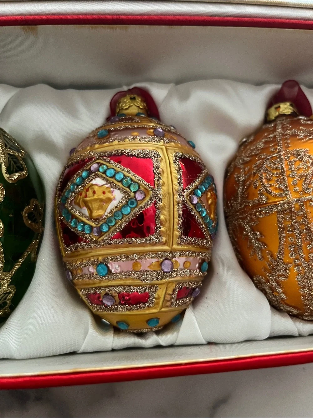 Joan Rivers Classic Russian Fabergé inspired Egg ornaments set of four